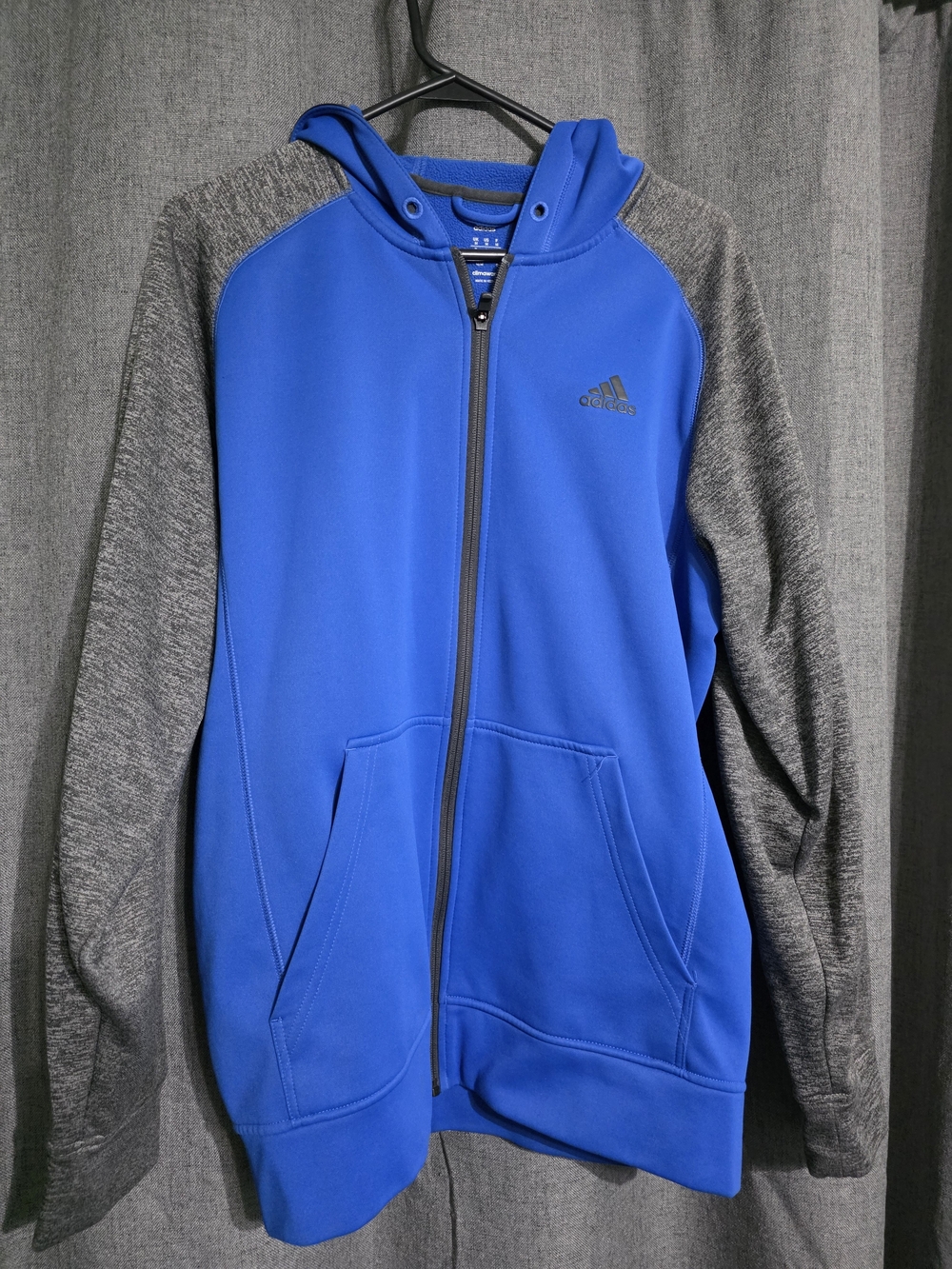 Adidas Men's Blue & Gray Hooded Zip Jacket